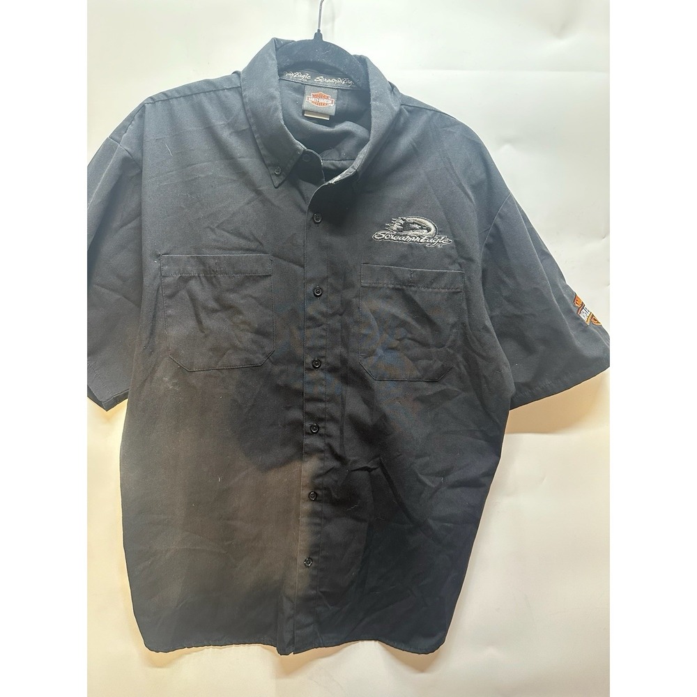 Harley Davidson‎ Men's Screaming Eagle Performance Button Down Shirt Black Large